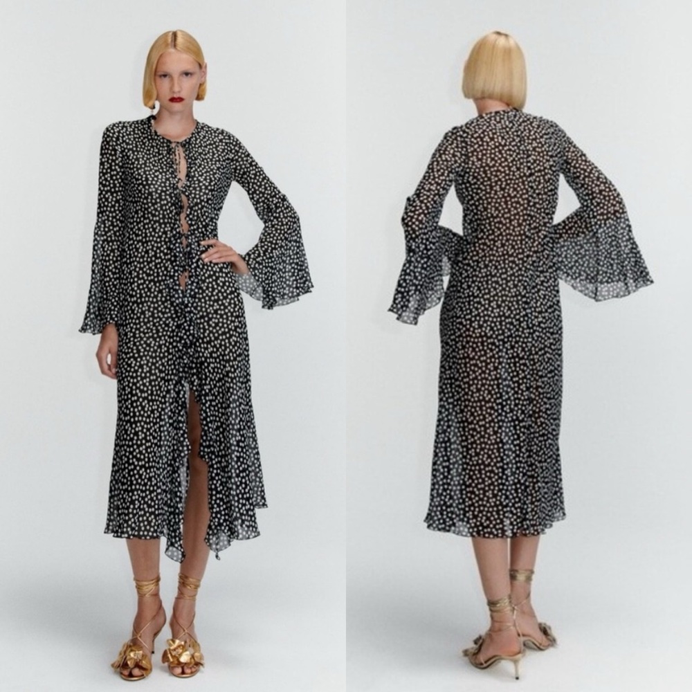 Zara Polka Dot Long Sleeve Kimono Duster - Picture 5 of 13